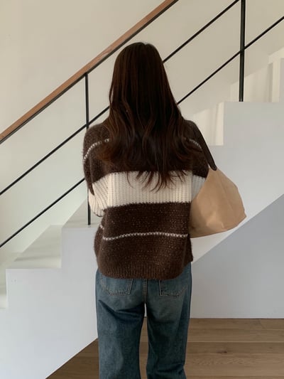 配色條紋顆粒感軟針織毛衣8