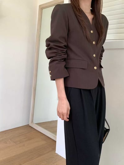 無領金釦雙口袋西裝外套4