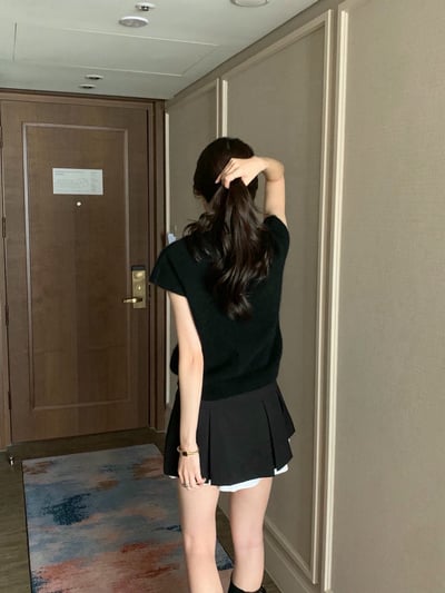 拼接層次百摺西裝短裙5