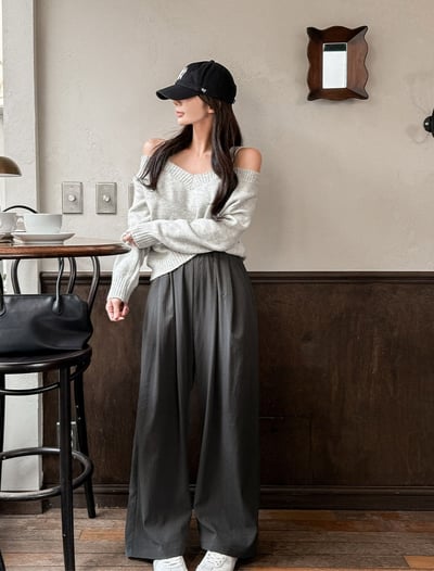 肩挖空Ｖ領接羅紋針織衣4