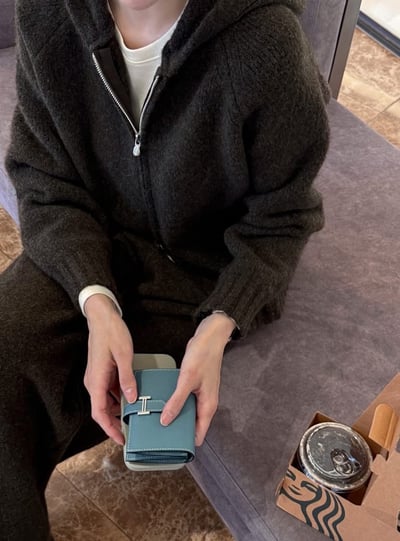 雙向拉鍊針織連帽外套+長褲SET19