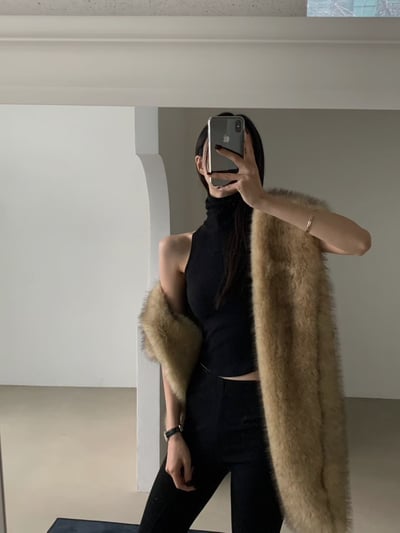 輕奢感狐狸毛寬版圍巾12