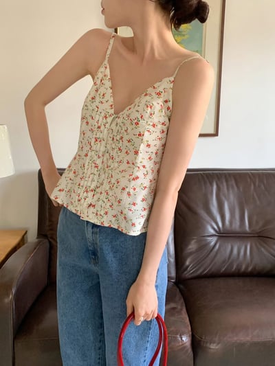 可愛小碎花V領背心3