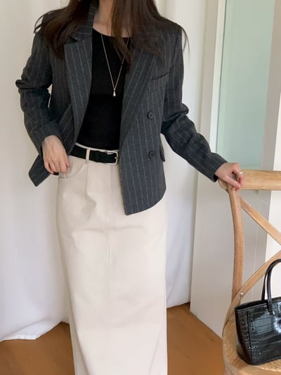 刀領直紋羊毛50％西裝外套9