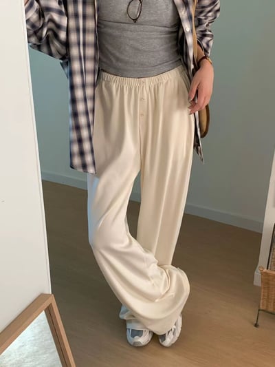 排釦腰頭設計休閒棉褲4