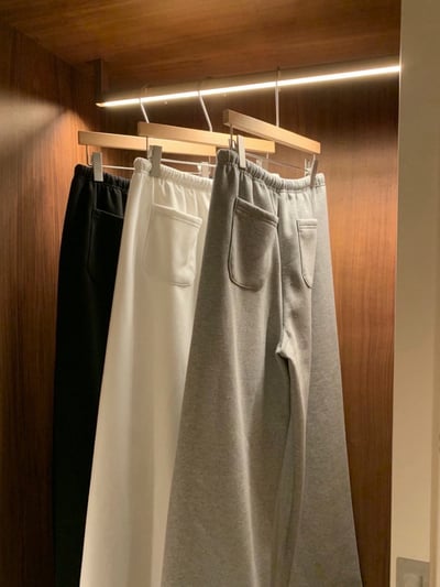 休閒刷薄毛抽繩落地寬褲8