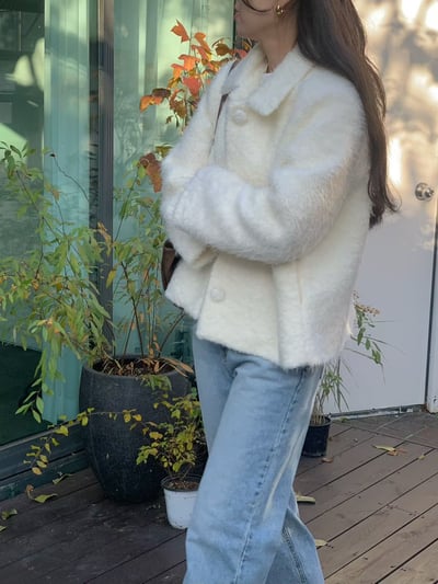 翻領包釦(56羊毛％)毛款外套5