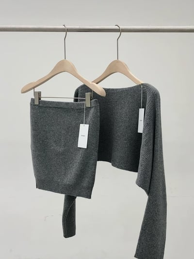 平口背心＋船領坑紋短版針織衫SET11