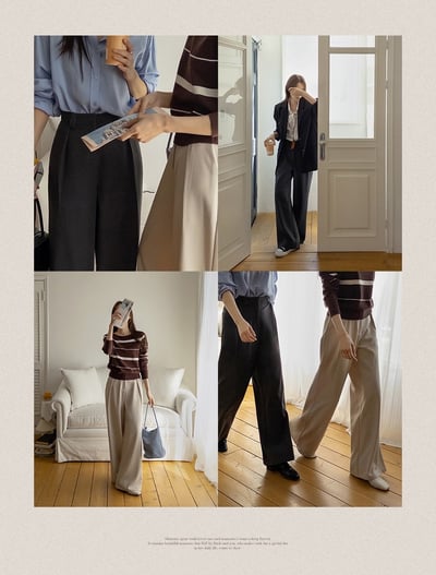 免熨燙！後鬆緊兩側打褶混棉西裝長褲2