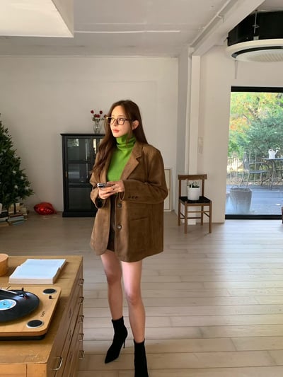 刀領寬鬆口袋麂皮西裝外套8