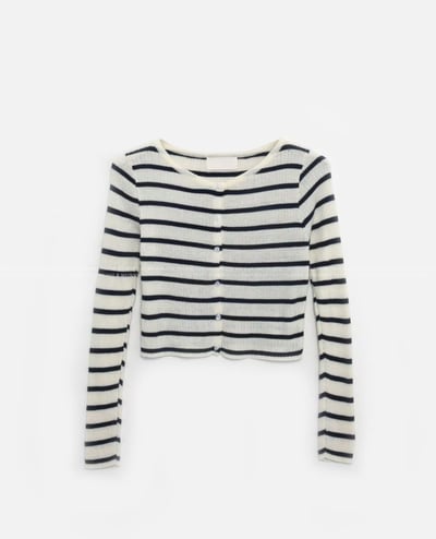 圓領合身薄款橫條紋針織小罩衫9