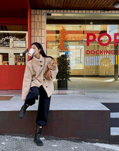 可立領羊羔毛鋪棉大衣2