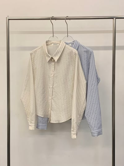 可側釦直紋短版襯衫7