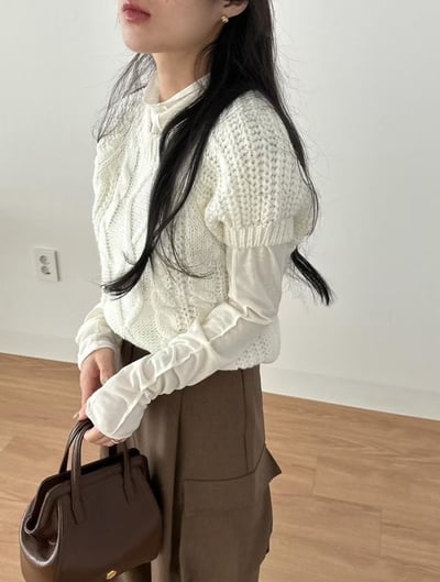 立體麻花短袖針織衣2