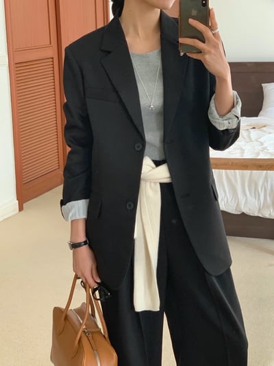 春季款拼接條紋內裡西裝外套13