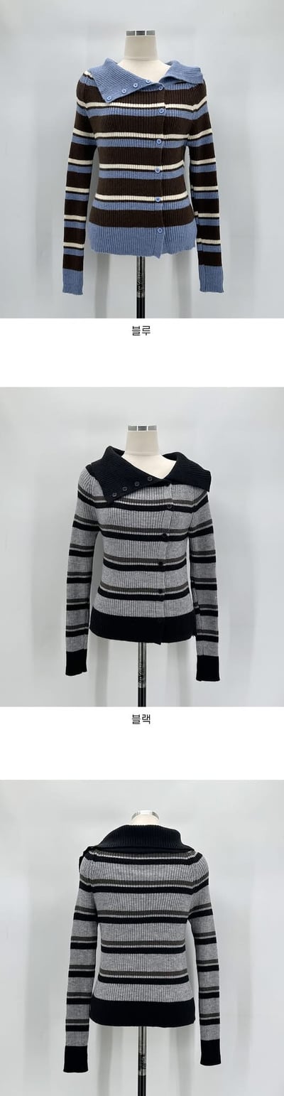 側排釦反折翻領撞色針織衫12