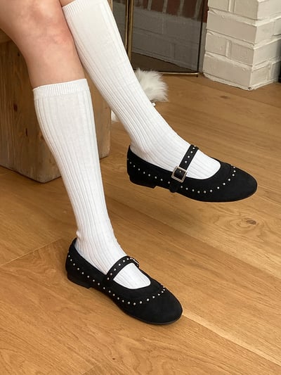 卯丁滾邊圓頭釦娃娃鞋2