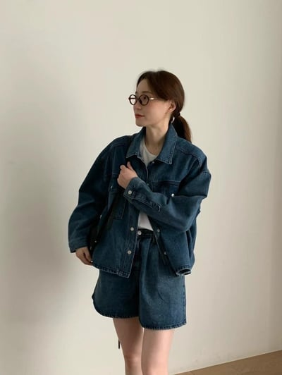 文青牛仔外套+短褲SET5