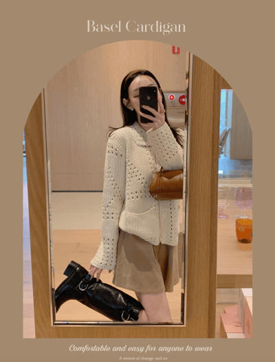 翻領洞洞針織排釦外5