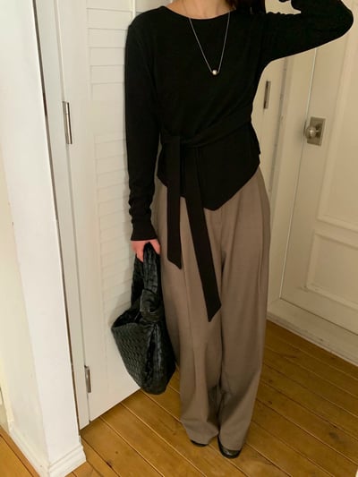 側綁結薄款Ｔ＋抽繩鬆緊長裙SET(可拆買)3