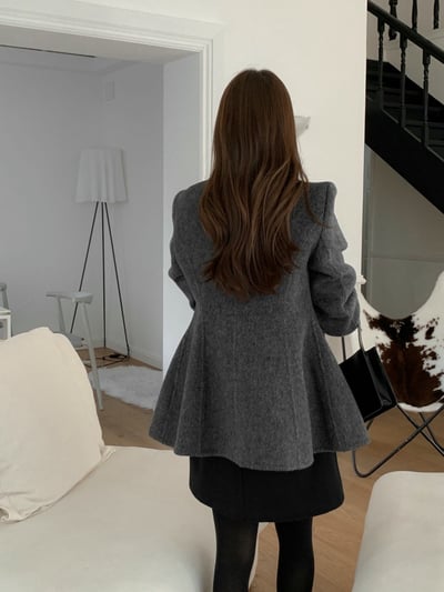 墊肩腰線感中長款羊毛西裝外套6