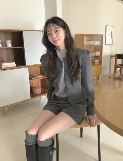 公主袖包釦西外+西裝短褲SET(可拆買）9