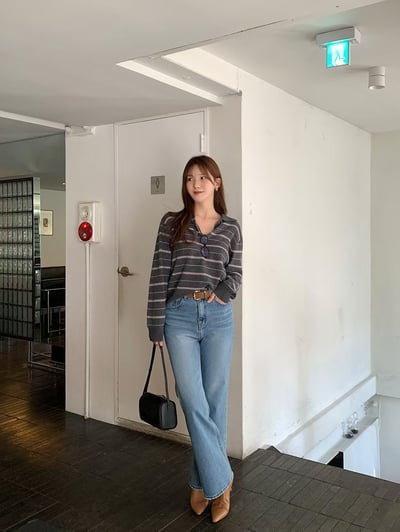 經典顯瘦中高腰靴型牛仔褲2