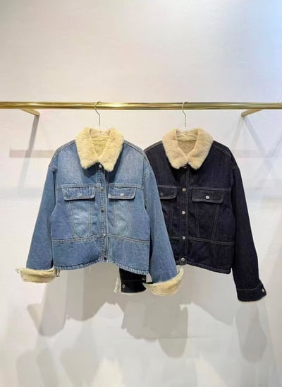 內裡拼接毛草牛仔外套9