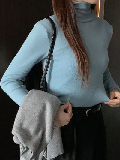 天絲高領針織打底衫（天絲20%+羊毛3%)6