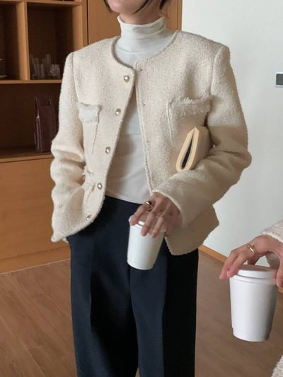 金釦流蘇滾邊口袋小香外套5