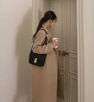 氣質翻領長版大衣外套6