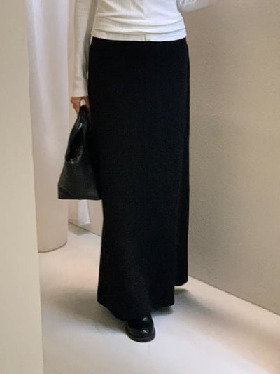 鬆緊腰圍厚磅款針織長裙3