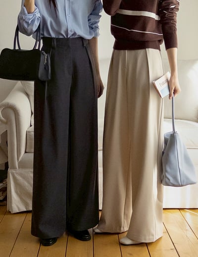 免熨燙！後鬆緊兩側打褶混棉西裝長褲15