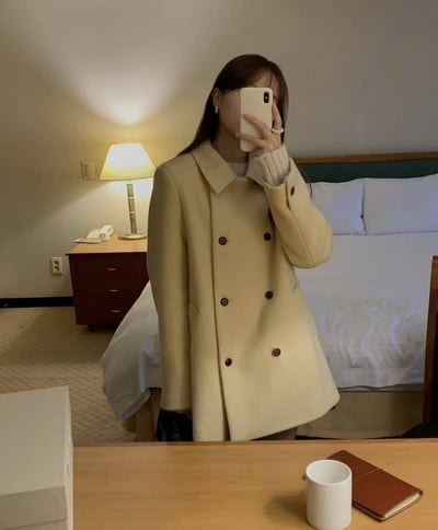 氣質翻領中長版大衣4