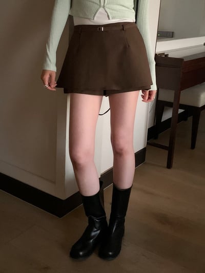 中腰Ａ字西裝短褲裙（附腰帶）3