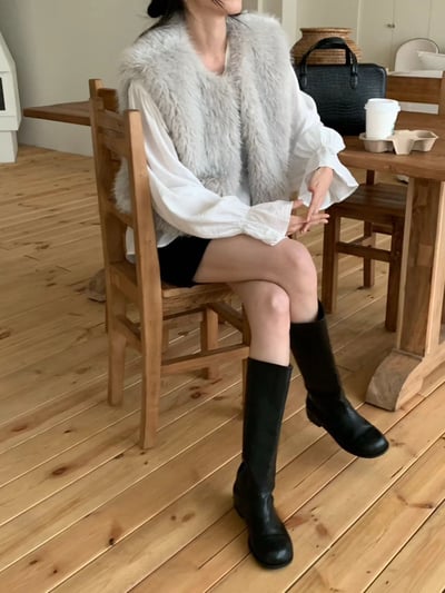 水貂毛短版背心10