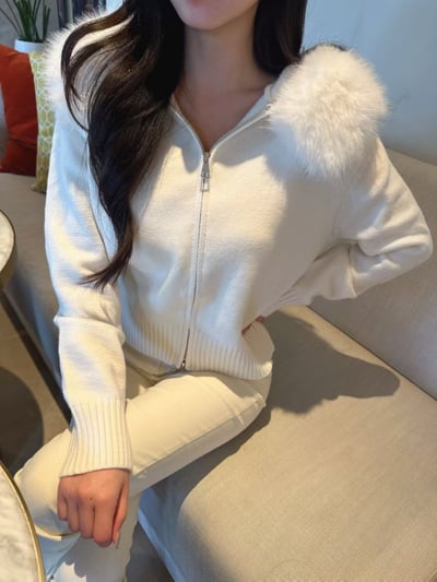 毛可拆！連帽雙向拉鍊針織外套1