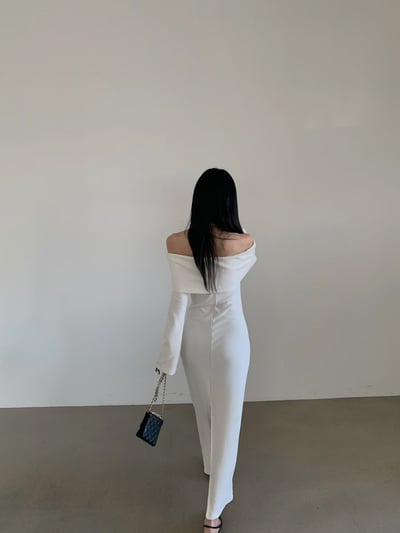 反摺平口領後開衩針織長洋（附綁帶)5