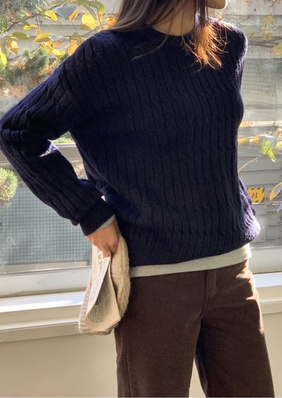 圓領立體扭結麻花羊毛針織衣（羊毛5%)9