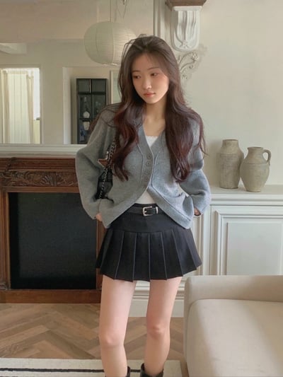 半拼接百摺辣款迷你短褲裙3