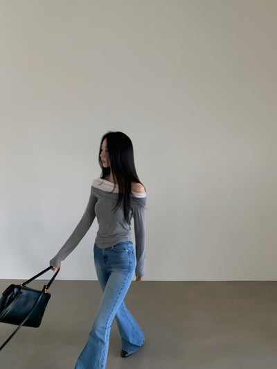 撞色雪紡拼接薄款棉Ｔ5