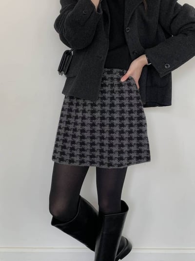 滿版紋路後鬆緊磨毛短裙6