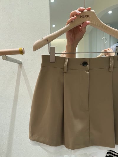 拼接襯料壓摺西裝短褲裙12