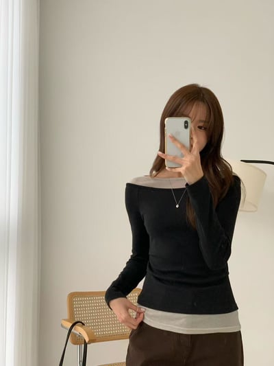 假兩件拼接造型上衣2