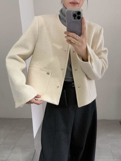 銀扣小圓牌口袋外套2