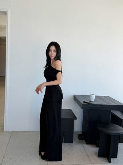 側露肩短T+舒適長褲SET (可拆賣8