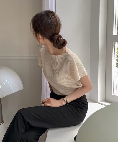 船領小光澤坑紋包袖上衣5