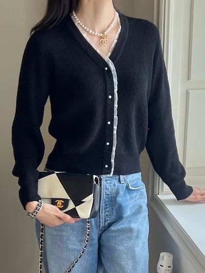 V領滾邊針織上衣4