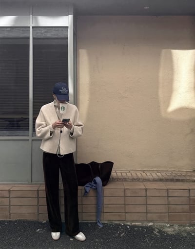 天鵝絨坑紋直筒落地褲7