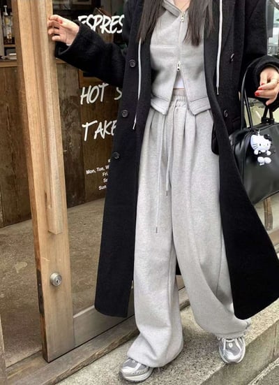 小圓牌休閒短版連帽外+長褲SET2